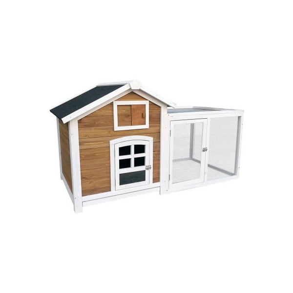 Almo Fulfillment Services Hanover Outdoor Wooden Rabbit Hutch with Ramp, Wire Mesh Run and Waterproof Roof HANRH0101-BRN - main